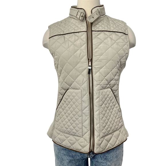 Quinn Quilted Sleeveless  Full Zip Vest Cream/Beige | Size: Small - Picture 1 of 9